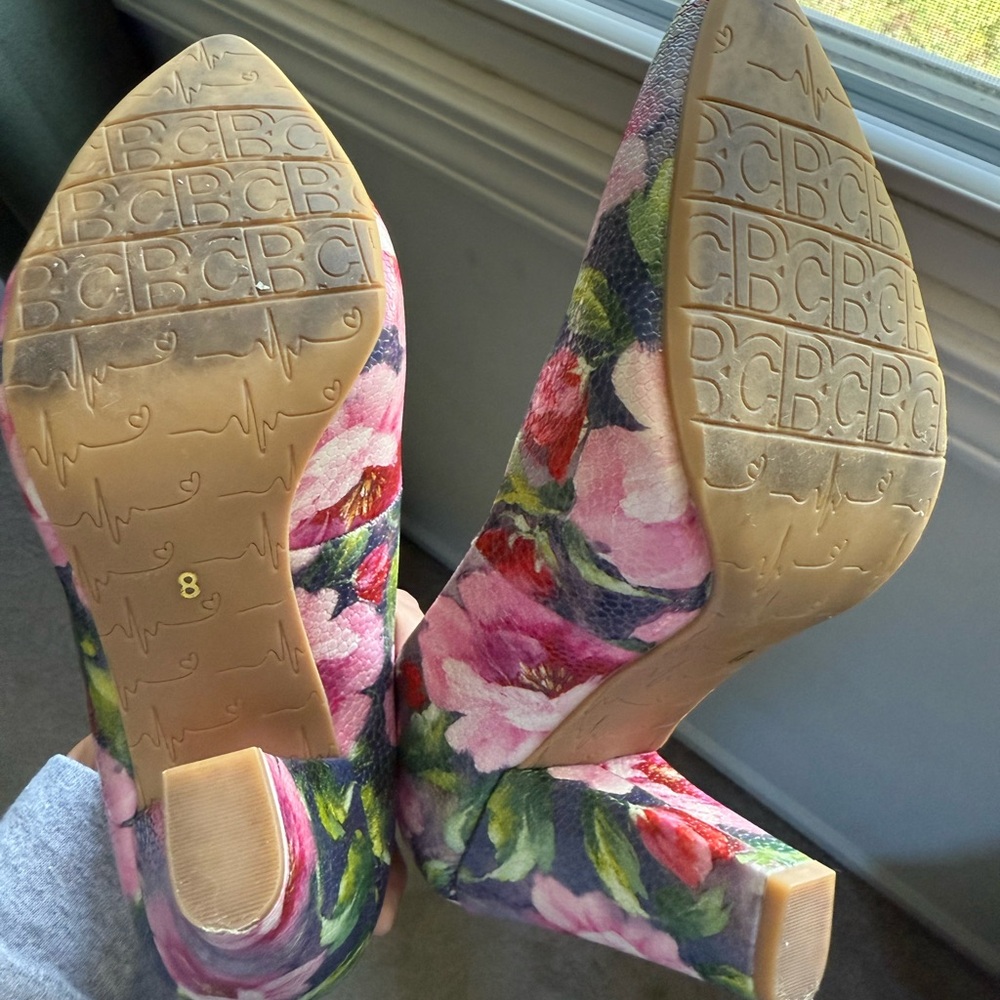 Pink and Green Floral Heels - Picture 4 of 6